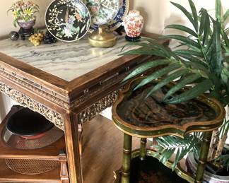 Ornately trimmed marble top table