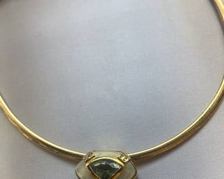 Blue  topaz and Mother of Pearl necklace