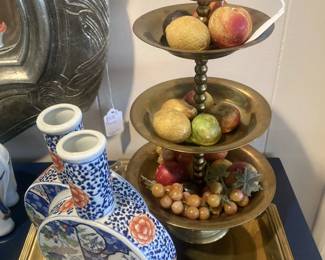 Brass tray and brass tiered server