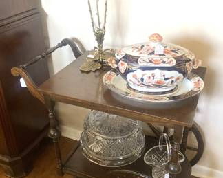 Vintage serving cart and tureen