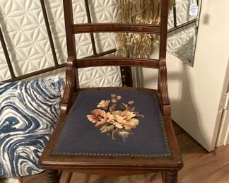 Needlepoint seat antique chair