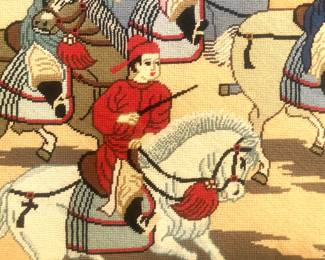 Framed Asian needlepoint picture