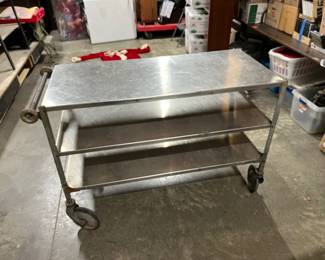 Stainless Steel 3-Shelf Rolling Cart Large Wheels