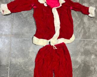 Vintage Santa Claus Suit Plush Velvet and Fur