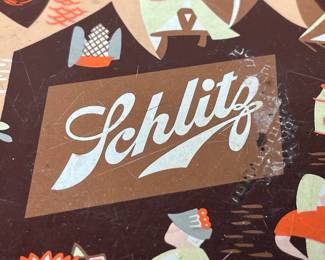 Schlitz Beer Cheese Tin Serving Tray, Glass Bottle