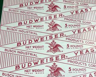(3) Framed Budweiser Yeast Packaging Labels
