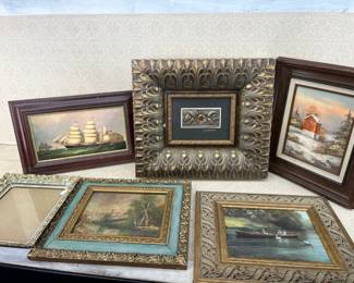 Art & Frames Lot Wood, Metal & Composite frames, Prints and one Oil, one mixed media