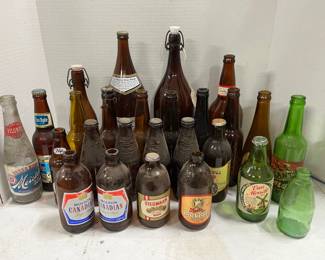Mixed Lot of Brown & Green Beer Bottles