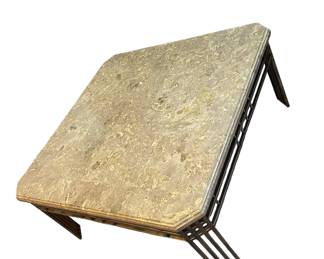 Metal table with stone top