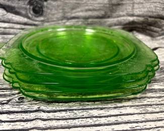 Vintage green depression Plates, parrot