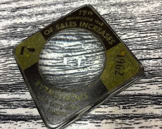 Vintage 1962 sportswear advertisement magnify glass