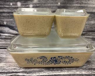 Vintage Pyrex, Homestead refrigerator set, 3 pieces