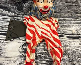 Vintage Marionette doll, Clown with red shoes