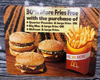 Vintage Mcdonalds advertisement, 30% more fries, double sided