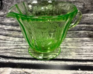 Vintage green depression Creamer, Parrot