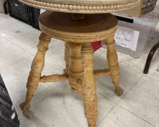 Antique wood stool, ball and claw.