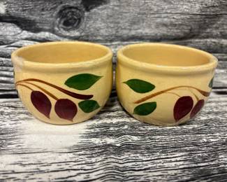 Watts pottery, red bud, bean bowls