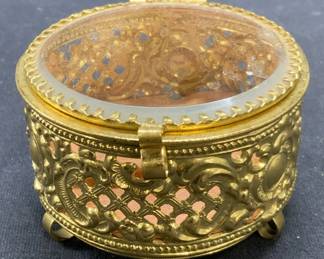 Vintage Gilt Ormolu Jewelry Casket
