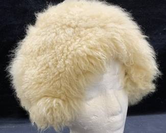 Vintage White Shearling Fur Hat
