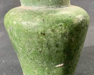 Antique Glazed Ceramic Vase Vessel Green
