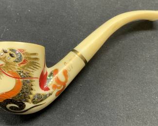 Vintage Japanese Abalone Shell Dragon Pipe
