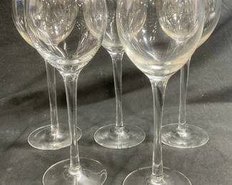 5 Vintage Crystal Long Stemmed Wine Glasses
