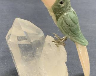 Carved Quartz Gemstone Toucan Figural
