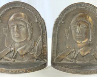 COPR THE AVIATOR Pr Vintage Iron Bookends
