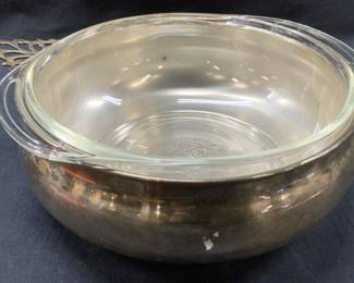 Silver Plate Serving Dish & Pyrex Glass Insert USA
