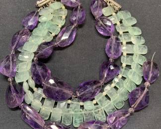 Amethyst & Green Gemstone Necklace, 1592 Ct
