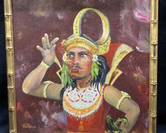 Reuser Signed Indonesian Dancer Acrylic Painting
