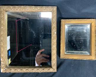 Lot 2 Vintage Gilt Wood Mirrors Wall Decor
