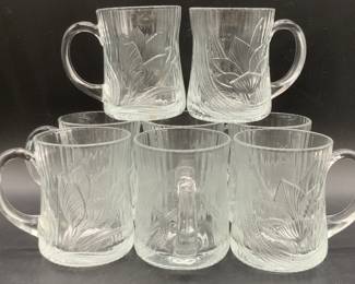 Set 8 ARCOROC Vintage Floral Glass Cups
