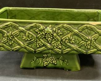 Vintage Green Ceramic Grape Vine Planter
