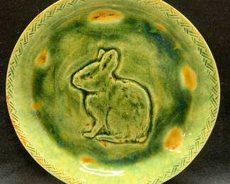 Bantam Tileworks Green Ceramic Rabbit Plate
