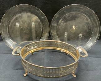 3 AnchorHocking & Pyrex Glass Trays Silver Pl Dish
