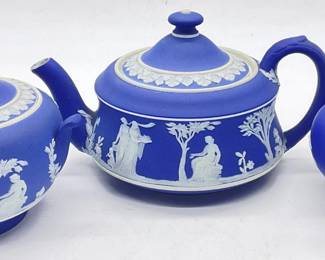 3 Piece Vintage WEDGWOOD Jasperware Tea Set England
