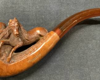Premier Carved Wooden Horse Tobacco Pipe
