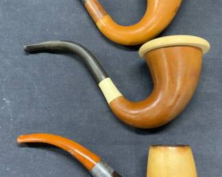 Lot 3 Vintage Wood & Meerschaum Pipes, Austria
