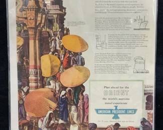 Vtg American President Lines India Travel Ad 1947
