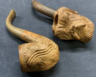 2 Picadilly Dog Pipe & Weber Carved Briar Pipe
