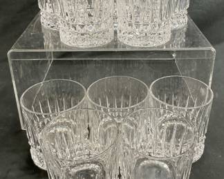 Set 10 Vintage Clear Crystal Glasses, Barware
