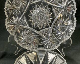 Lot2 Tableware Saw Tooth Crystal Plate, Glass Bowl
