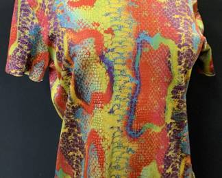 KENAR Vibrant Velvet Top w Snakeskin Pattern, USA
