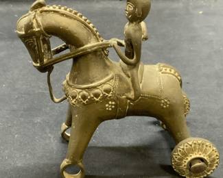 Vintage Brass Indian Temple Relic Horse Toy
