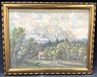 Mountain View Watercolor Painting
