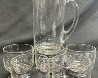 Set5 Glass & Silver Plate Drinks Pitcher & Goblets
