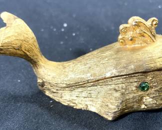 ROSENFELD BY FLORENZA Gilt Metal Whale Pill Box
