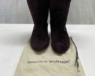 MANOLO BLAHNIK Maroon Suede Ankle Boots. Italy
