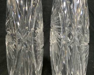 Pair Cut Crystal Vases Vessels
